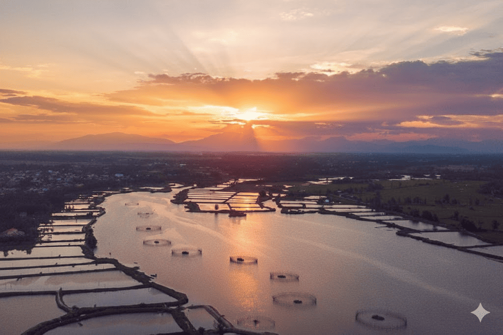 Sunset is one of the most beautiful times of the day in Hoi An ancient town, with gentle sunlight covering the space